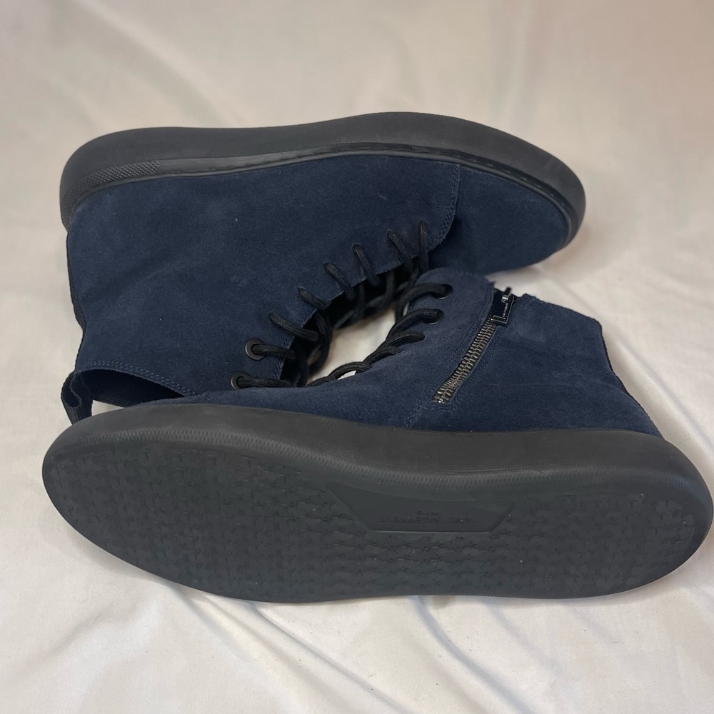 Karl Lagerfeld Paris Suede High Top Blue Lace Up Sneakers Side Zipper Size 9M - Picture 14 of 16
